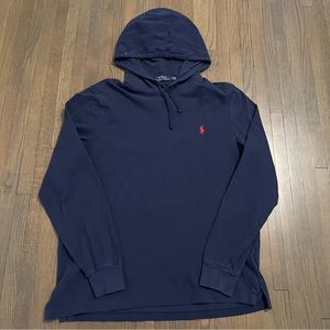 Polo Ralph Lauren lightweight navy blue red pullover hoodie sweatshirt